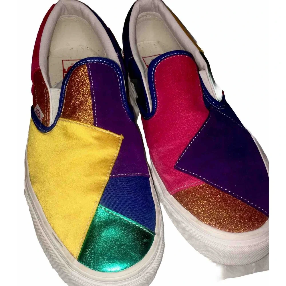 Vans Mardi Gras Patchwork Pride Slip On Colorblock Sneakers Mens 11.5,Women 13